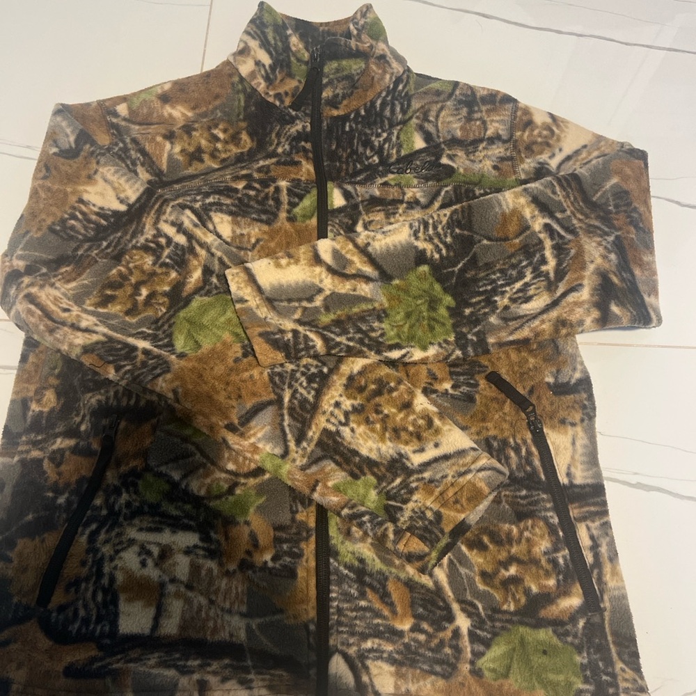 Cabela’s Camo Fleece Full Zip Jacket Men’s Hunting Outdoors Zip Pockets SIZE M